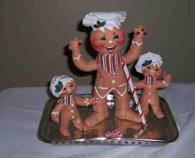 2006 Annalee Ginger Fun Kit 3 Gingerbread Boys On Baking Pan W/Tag 