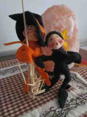 ;ANNA LEE HALLOWEEN SET OF 2 ELVES-BLACK & ORANGE 1997-1996  MADE IN MEREDITH NH