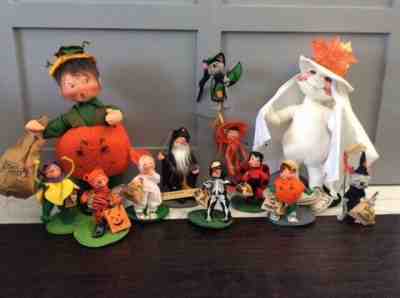 ANNALEE VINTAGE HALLOWEEN DOLLS MIXED RARE LOT OF 12 LARGE AND SMALL