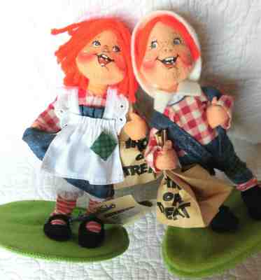 Vintage TAGS TATTERS Raggedy Ann Andy ANNALEE Halloween dolls 97 Trick or Treat!