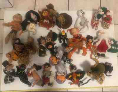 Huge Lot Annalee Anna Lee dolls 26 Pieces Christmas Halloween Thanksgiving Cats