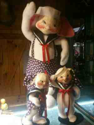 Annalee Dolls 30" Sailor Boy Bunny +  14" Sailor Boy and Girl Bunnies