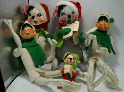 Lot 5 Annalee Dolls Christmas | 21" Elves | 14" Mice |  6" Mouse | Vintage Cond.