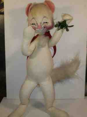 1980s LARGE Annalee Vintage Doll Christmas Cat/Kitty with mistletoe 19 inch