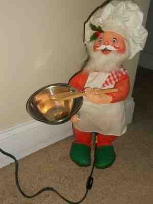 Rare 1981 Annelee Electric 110V Baker Santa Claus Christmas Doll 21" IT MOVES
