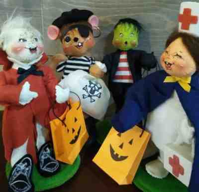 Annalee Dolls Halloween 4 Pack Pirate Nurse Frankenstein Devil Collectable 
