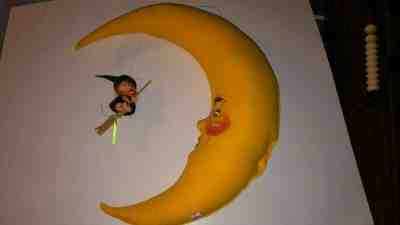 Annalee Vintage, 1995, 3" Witch with 18" Halloween Moon Mobile 