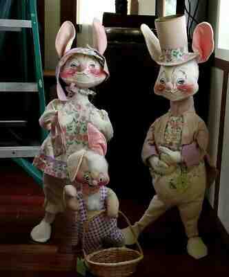 Annalee Large Dolls Easter Holiday Bunny Rabbit Family 36" Tall 