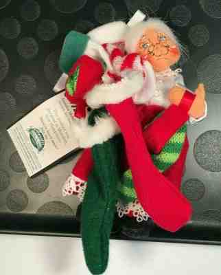 Annalee  Doll 2004 Mrs Claus with Stockings 6" Christmas Holiday w/ Tags