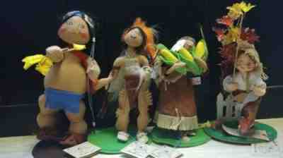 Annalee Thanksgiving Fall Autumn Native American Indians Doll Lot all with Tags