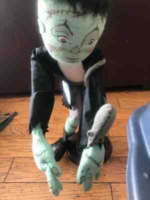 Vintage AnnaLee Halloween Frankie Frankenstein and Friend Large with Rat 2002
