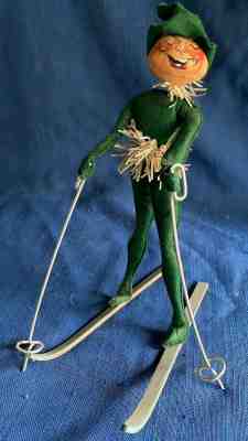 Vintage 10" 1963 Annalee Pixie Elf Sprite Skiing Tagged Green Doll Mobilitee Ski