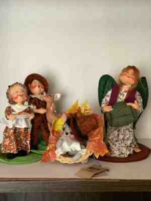 Lot Of 4 Thanksgiving Annalee Dolls. ‘95. 7” & 10” New
