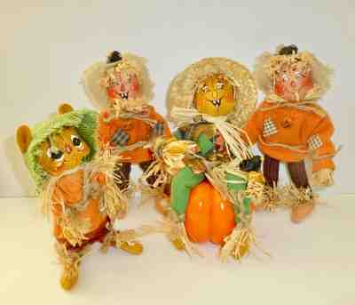 LOT Annalee Doll Scarecrows Mouse Crows Pumpkin Halloween Fall Autumn Display