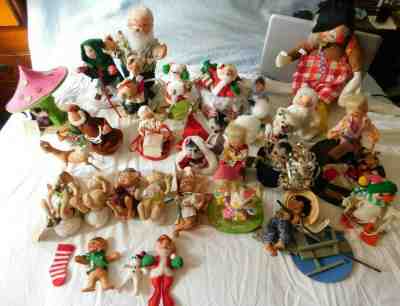 Group of 30 Vintage Annalee Dolls, Circa 1969-1999, Holiday, 3" to 18"  