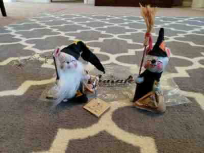 Vtg 1977 Annalee Halloween Trick or Treat Mouse Witch Broom #3005 & Wizard #3007
