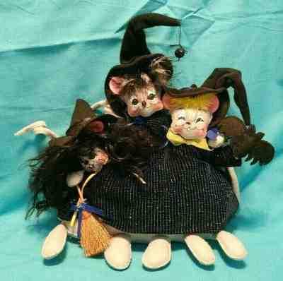 Annalee Trio Mouse Witches Triple Trouble w/Broom, Bat & Spider Excellent NOS