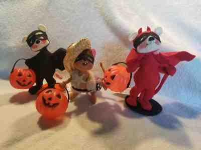 Annalee Dolls, Halloween, lot of 3 Trick or Treaters, 7" & 8"