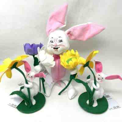 Lot of 3 ANNALEE 12" Blooming Bunny $35 & (2) 5" Daffodil Bunny $22 2006008