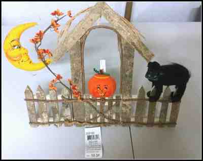 Vintage 2002~ Annalee~Wooden Halloween Fence~Black Cat-Moon-Jack O'Lantern 