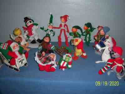 ANNALEE DOLLS Lot of 16 Vintage Christmas Themed  Elf Santa Mice Angel Dino More