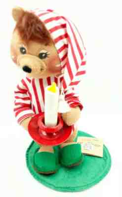Vintage 88 Annalee 11" Christmas Nightshirt Bear with Candle 