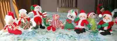 8 1960's-70's Anna Lee Christmas Figures Santa And Mrs. Claus Lot #2