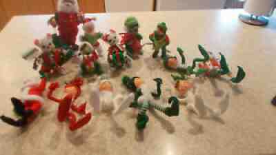 14 VINTAGE & NEW ANNALEE CHRISTMAS LOT ELF SANTA CAROLERS MOUSE1957 63 90 ETC