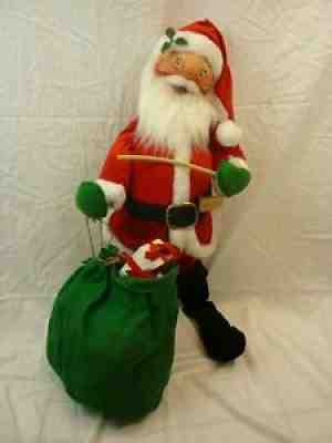 Annalee Dolls 30" Velour Santa w/Pipe Bag Christmas 1992 6210 AL187