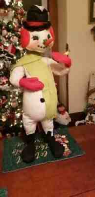 Annalee Mobilitee Doll Vintage 1971 BIRD Christmas Snowman Large 36" RARE!