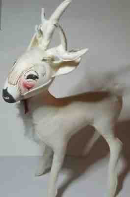 Large 25" Annalee Plush Felt Posable Snowflake White Reindeer Deer Christmas