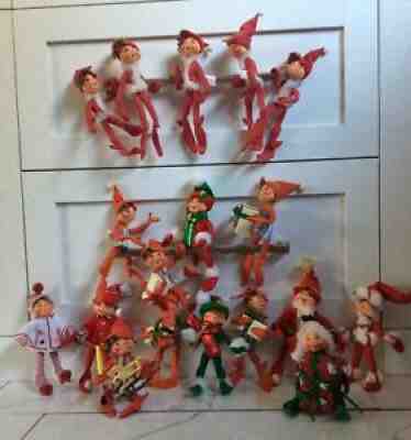 Vintage Annalee Elf Mobilitee 8" Posable Christmas Elves Large Lot of 18Â 