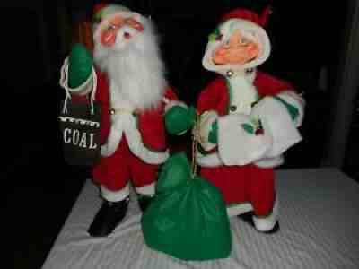Santa 30" Mr & Mrs Santa Claus Annalee 2006 Self Standing Christmas Plush Excel