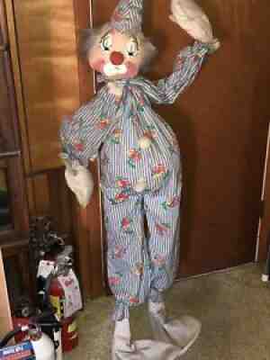 Vtg Huge Annalee Mobilitee Doll 52â? Sad Circus Clown Tears Needs Tlc