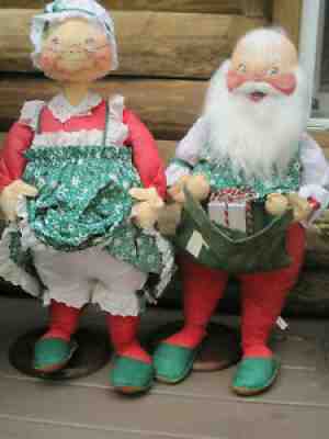 Vintage 1983 Mr & Mrs Santa Claus Annalee Dolls 30-31"