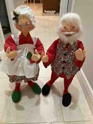 LARGE 30 INCH 1983 ANNALEE MR. AND MRS. CLAUS SET OF CHRISTMAS DOLLS