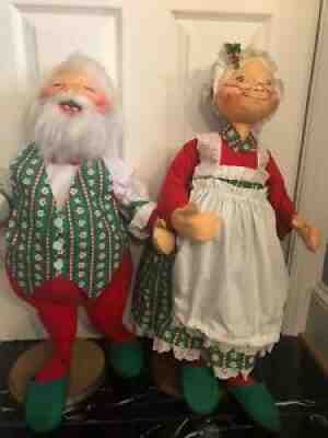 LARGE 30 INCH 1983 ANNALEE MR. AND MRS. CLAUS SET OF CHRISTMAS DOLLS