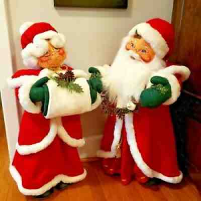 Jumbo 30" Annalee Santa Claus AND Mrs. Claus Standing Christmas Decor Large 2004