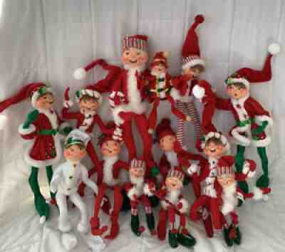 Annalee Red Christmas Elves Knee Huggers Lot of 13
