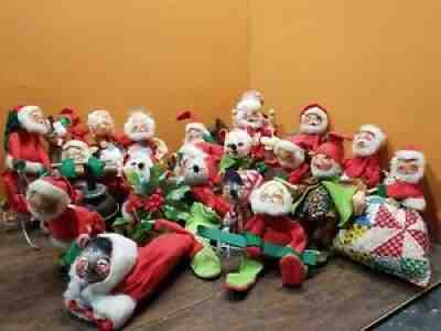Annalee Mobilitee Doll Mouse Santa Mrs Claus Elf Reindeer Christmas 19 Lot Set