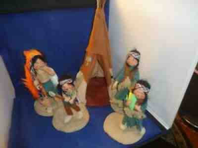 Annalee Mobilitee 5 Pc Thanksgiving Native American-full headress Teepee 3 more