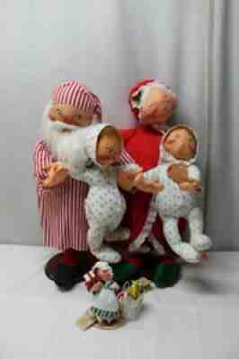Vintage Annalee Large Christmas Doll Mr. and Mrs. Claus ~ 30" with twin babies