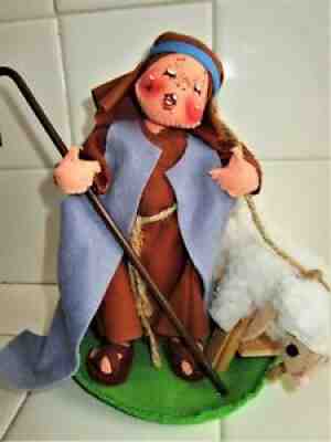 ANNALEE CHRISTMAS NATIVITY SHEPHERD CHILD & LAMB RARE CLOSED EYES USA MADE 1995
