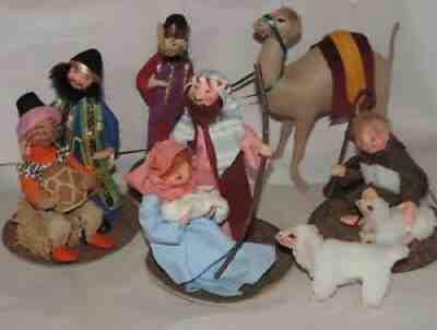 Vintage Annalee Dolls Nativity Set 1990 Holy Family 3 Kings Shepherd Camel Lamb