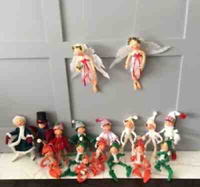 ANNALEE VINTAGE CHRISTMAS MOBILTEE ELVES LOT OF 17 POSABLE HANGABLE '87 - '06