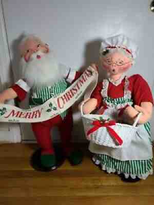 AnnaLee Mobilitee Vintage Rare Doll Christmas Santa & Mrs. Claus Large 30" 1993