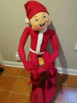 Vtg Rare Retired Giant 48" Annalee Doll 2004 Christmas Red Elf Pixie Felt Wool