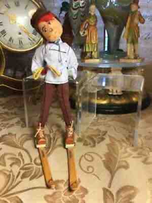 RARE Annalee Mobilitee Doll 1950s 10â? skier w skies Meredith NH Tag