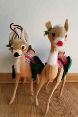 Annalee Mobilitee Large 22" Deer Reindeer with Saddlebags 1976 Christmas Holiday
