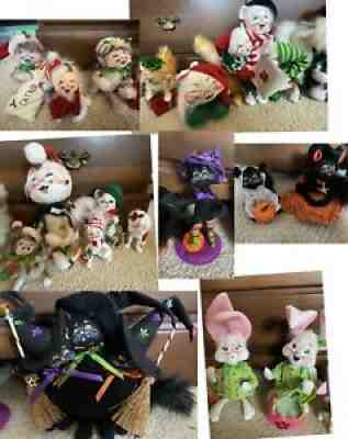 Huge Lot of 19 Christmas, Halloween & Easter Annalee Cats & Rabbits EUC/NWOT/NWT